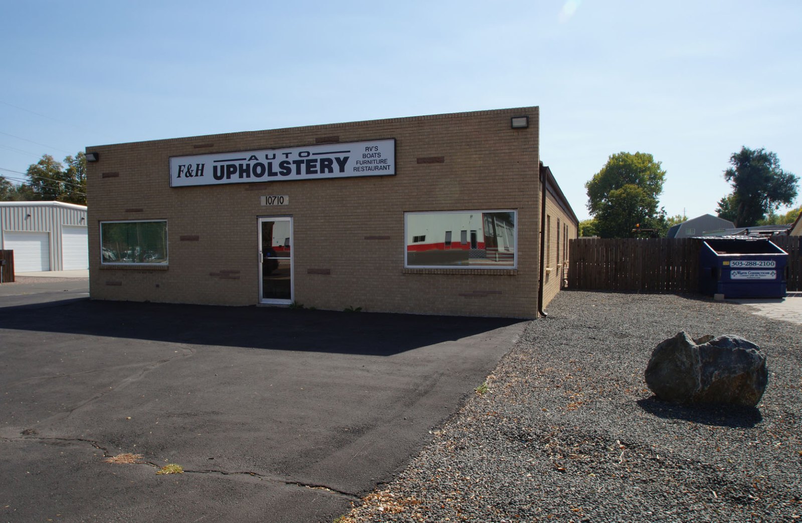 Exterior of the free-standing warehouse at 10710 W 44th Ave, Wheat Ridge